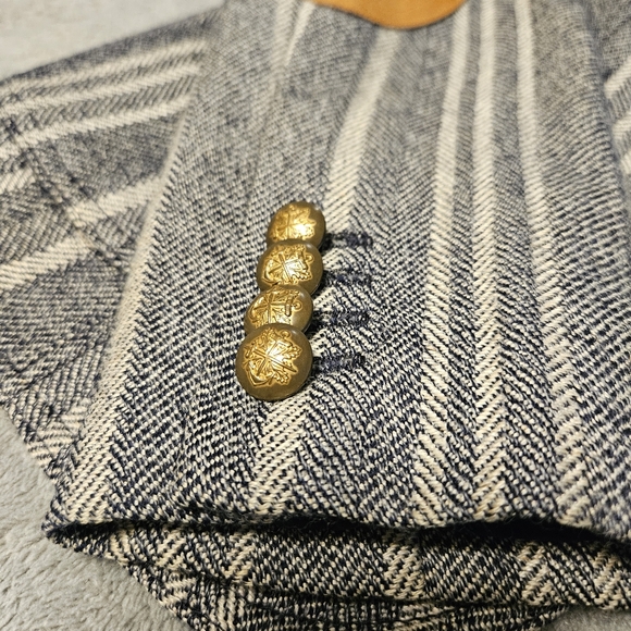 Smythe Tweed Single Button Wool Linen Blend Blazer Suede Elbow Patches Size 8 - Picture 7 of 13